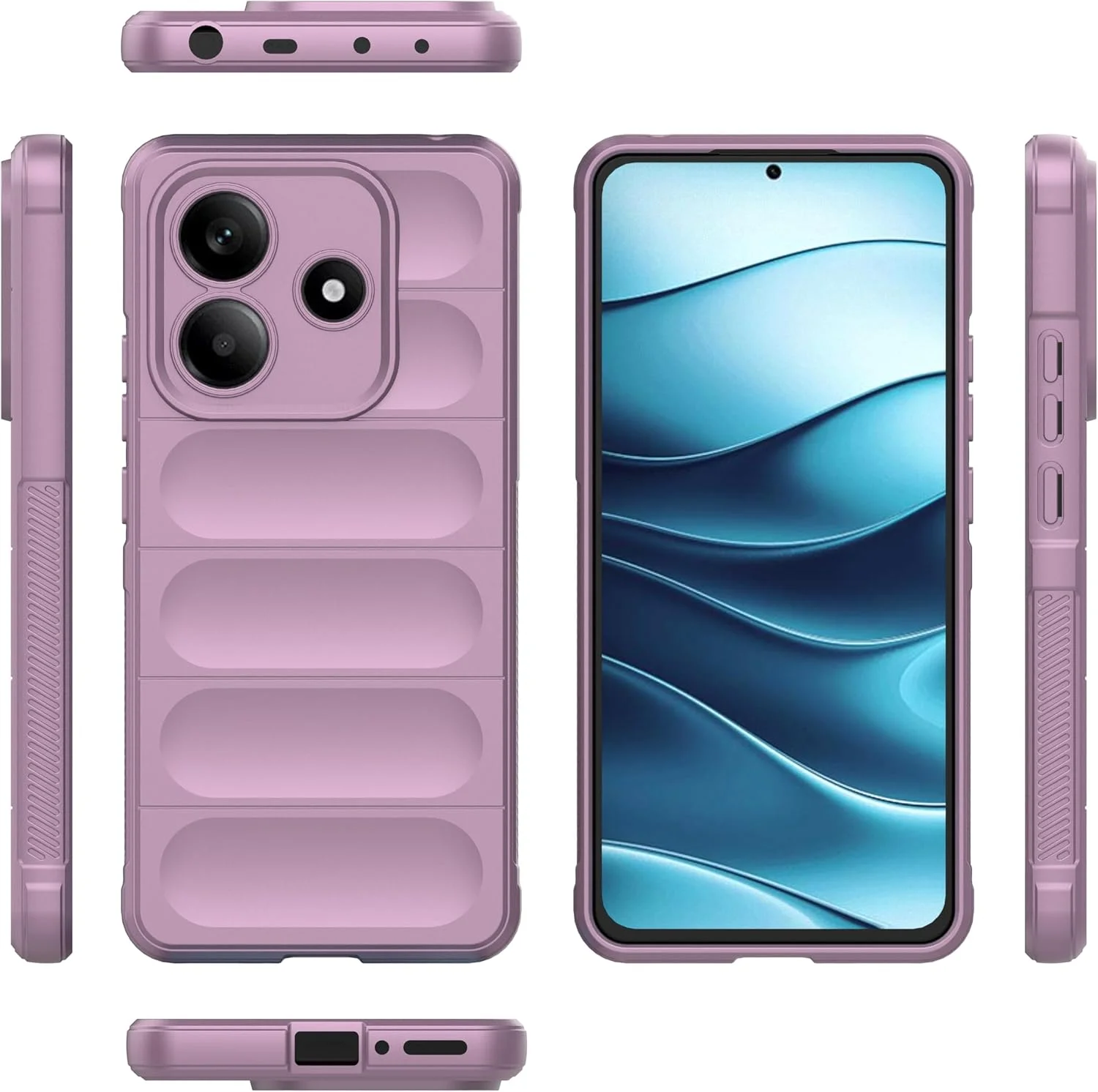 قاب گوشی آسویش برای شیائومی ردمی نوت 14 5G به همراه محافظ صفحه نمایش شیشه ای حرارت دیده و کاور سیلیکونی محافظ نازک و مقاوم در برابر ضربه TPU لوازم جانبی گوشی نوت 14 G5 صورتی مناسب بانوان، آقایان، دختران و پسران