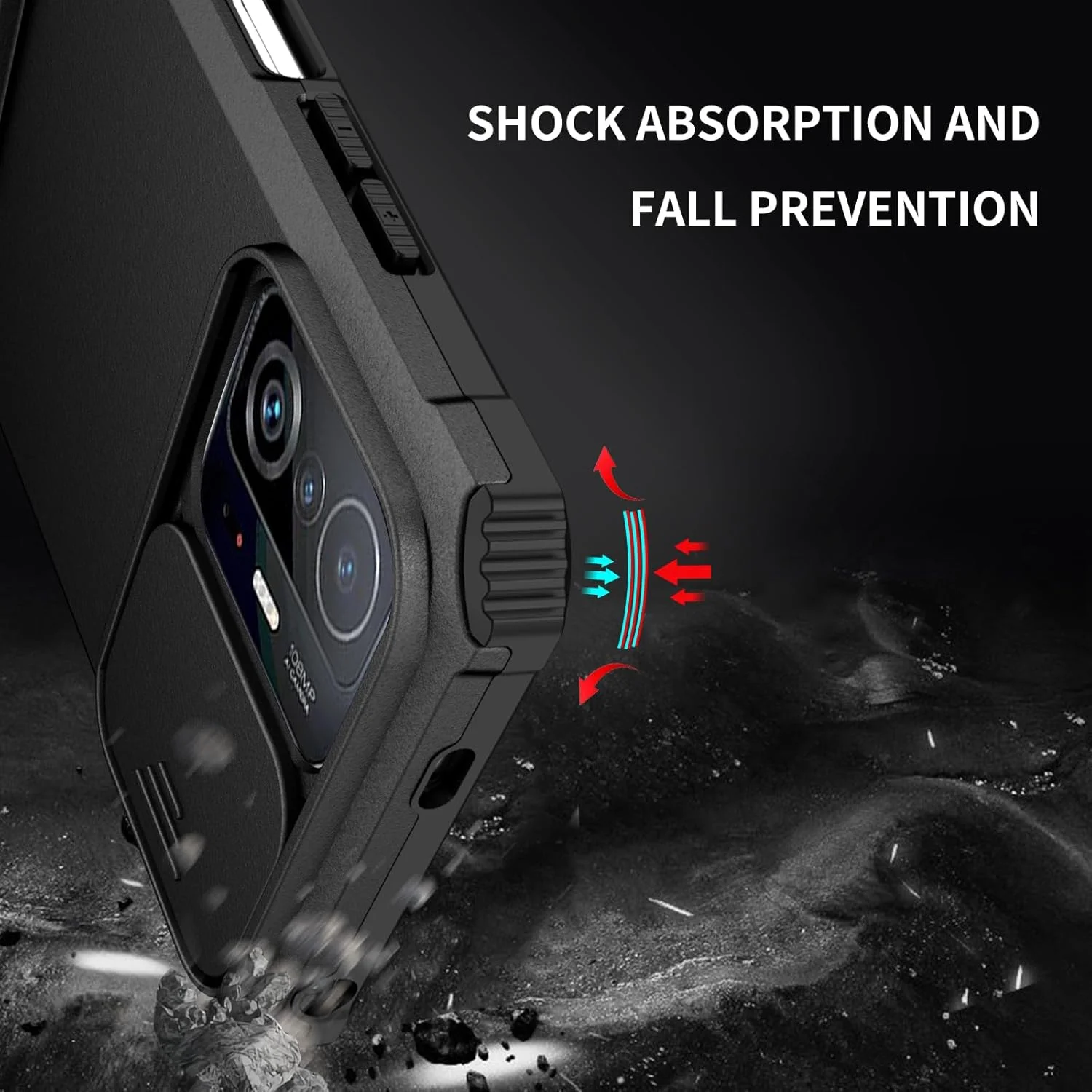 کاور گوشی آسویش برای شیائومی Mi 11T/Mi 11T Pro 5G به همراه محافظ صفحه نمایش شیشه ای و پوشش کشویی دوربین، دارای پایه استند، ضد ضربه، لوازم جانبی موبایل نرم، مناسب برای زنان و مردان، مشکی