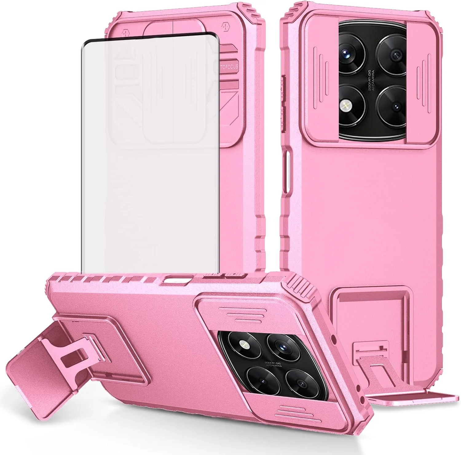 کاور گوشی آسویش برای شیائومی ردمی نوت 14 پرو 4G به همراه محافظ صفحه نمایش شیشه ای و پوشش کشویی دوربین، دارای استند، باریک، محافظ پشتی، لوازم جانبی موبایل، صورتی مناسب بانوان و آقایان کاور گوشی آسویش برای شیائومی ردمی نوت 14 پرو 4G به همراه محافظ صفحه نمایش شیشه ای و پوشش کشویی دوربین، دارای استند، باریک، محافظ پشتی، لوازم جانبی موبایل، صورتی مناسب بانوان و آقایان