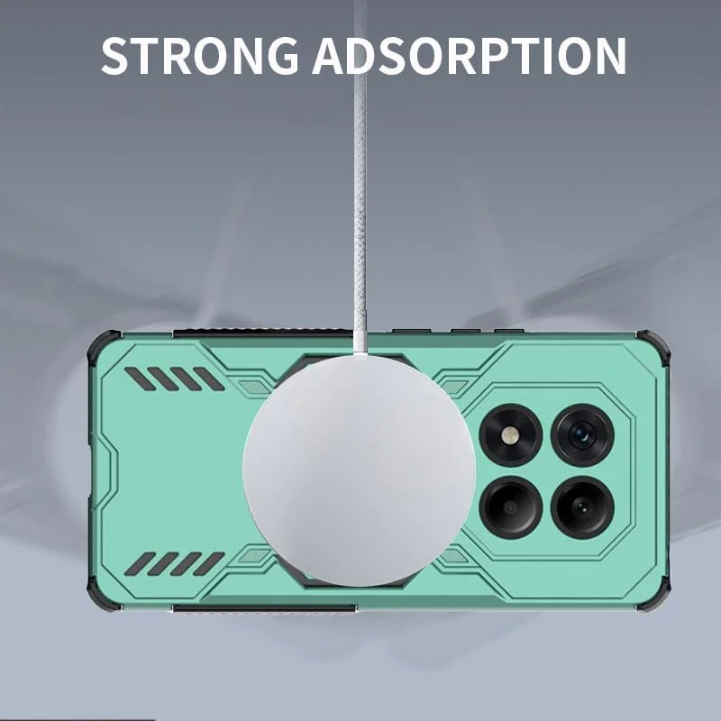 کاور گوشی آسویش برای شیائومی ردمی نوت 14 پرو 5G به همراه محافظ صفحه نمایش شیشه ای، کاور مغناطیسی، ضد ضربه، باریک و مقاوم - سبز
