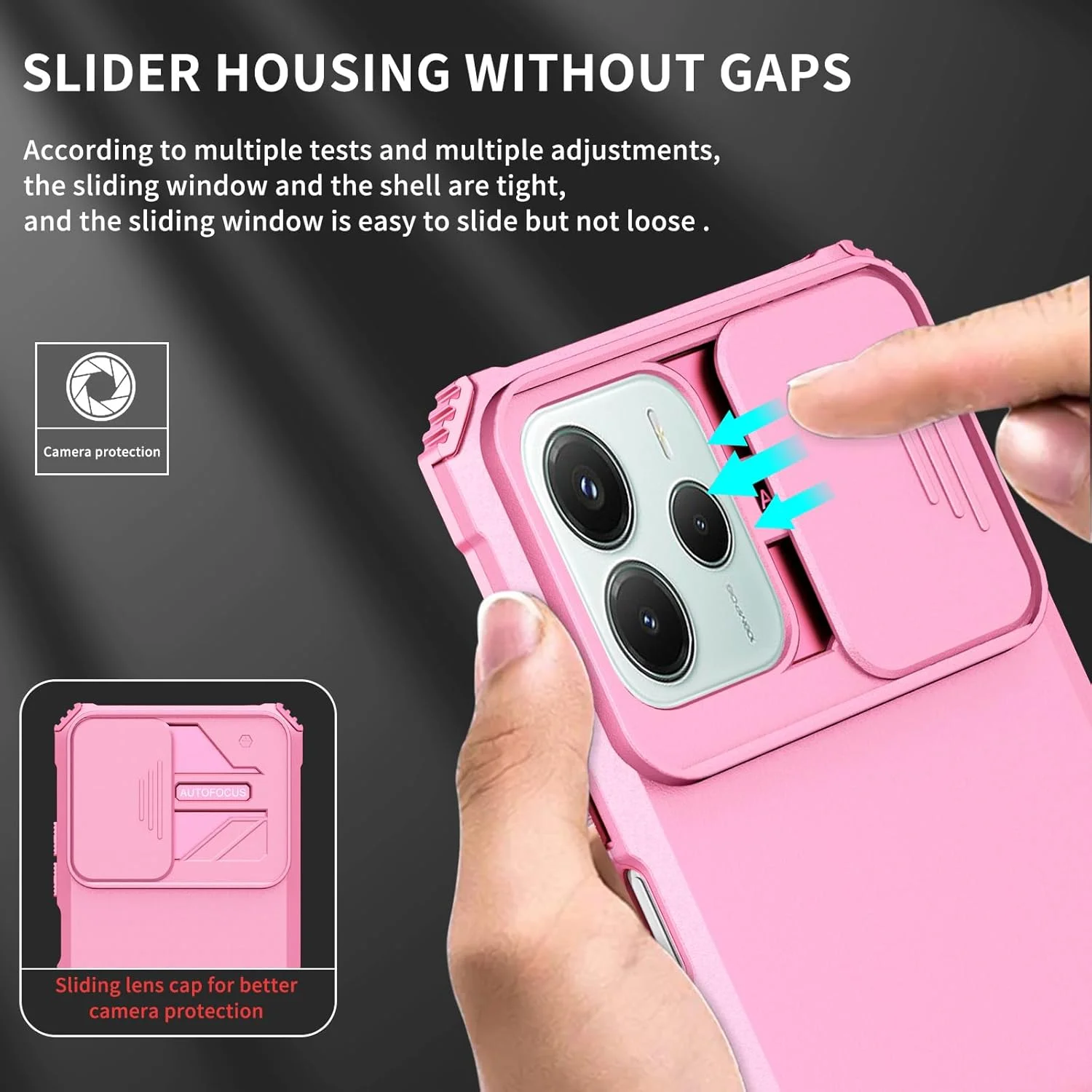 کاور گوشی آسویش برای شیائومی ردمی نوت 14 4G به همراه محافظ صفحه نمایش شیشه ای و محافظ کشویی دوربین، دارای پایه استند، باریک و محافظ موبایل، لوازم جانبی پشتی هایبرید، نوت 14 G4، صورتی مناسب خانم ها و آقایان