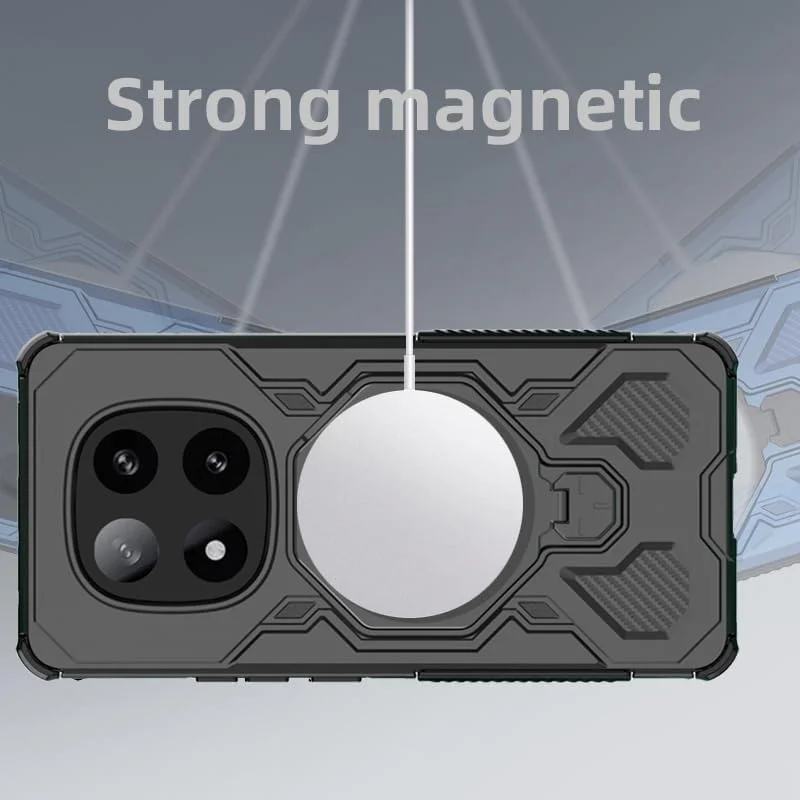 کاور گوشی آسویش برای شیائومی ردمی نوت 14 پرو 5G به همراه محافظ صفحه نمایش شیشه ای و استند انگشتی مغناطیسی، کاور محافظ سخت هیبریدی موبایل، لوازم جانبی مردانه و زنانه، مشکی