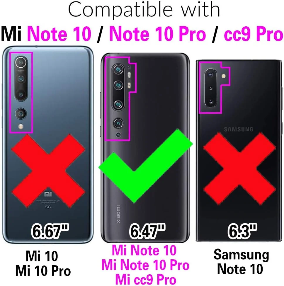 کاور گوشی آسویش برای شیائومی می نوت 10/نوت 10 پرو/سی سی 9 پرو به همراه محافظ صفحه نمایش شیشه ای و استند انگشتی حلقه ای، باریک و محافظ، لوازم جانبی گوشی می نوت 10، 10 پرو، مناسب خانم ها و آقایان - مشکی