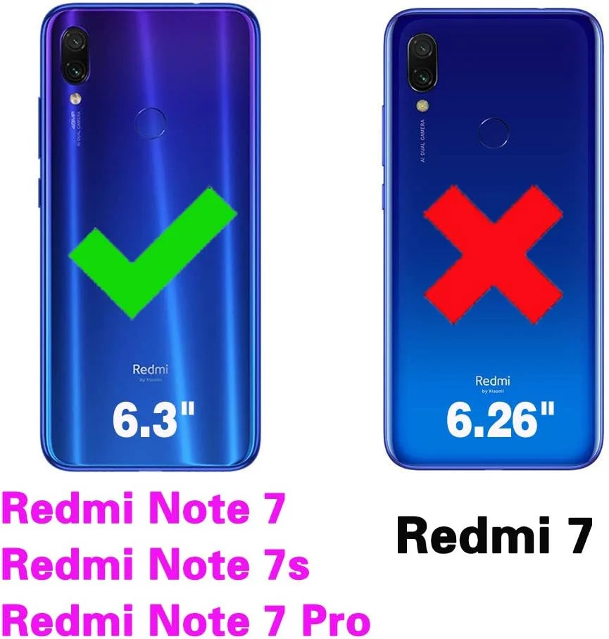 کیف پول گوشی سازگار با شیائومی ردمی نوت 7/7 پرو به همراه محافظ صفحه نمایش شیشه ای، بند مچی و جای کارت، مناسب برای ردمی نوت 7 پرو 7s، خاکستری