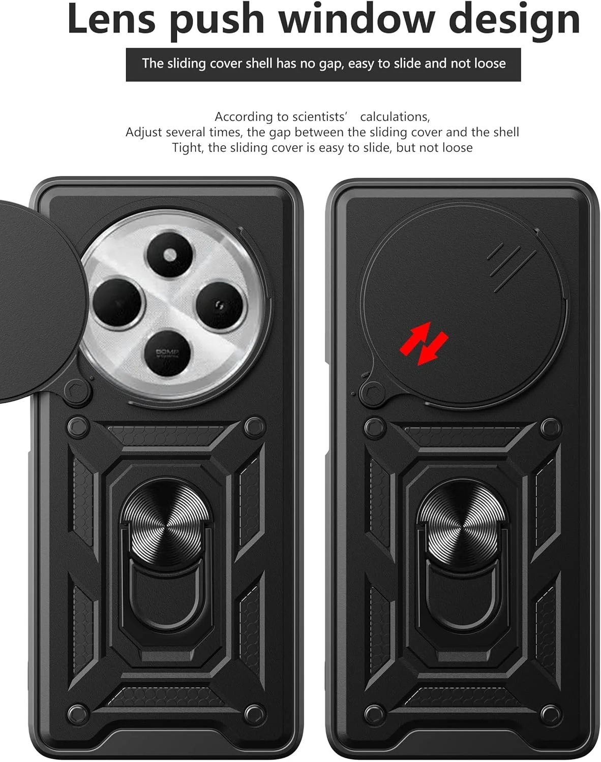 قاب محافظ گوشی شیائومی ردمی 14C به همراه [2 عدد] محافظ صفحه نمایش شیشه ای حرارت دیده، محافظ [درجه نظامی]، با محافظ لنز و پایه مغناطیسی مناسب برای هولدر ماشین