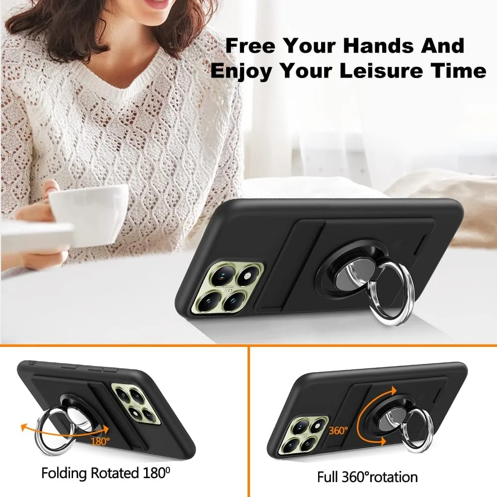 قاب گوشی شیائومی 14T (2024) با جای کارت و استند انگشتی - مشکی قاب گوشی شیائومی 14T (2024) با جای کارت و استند انگشتی - مشکی