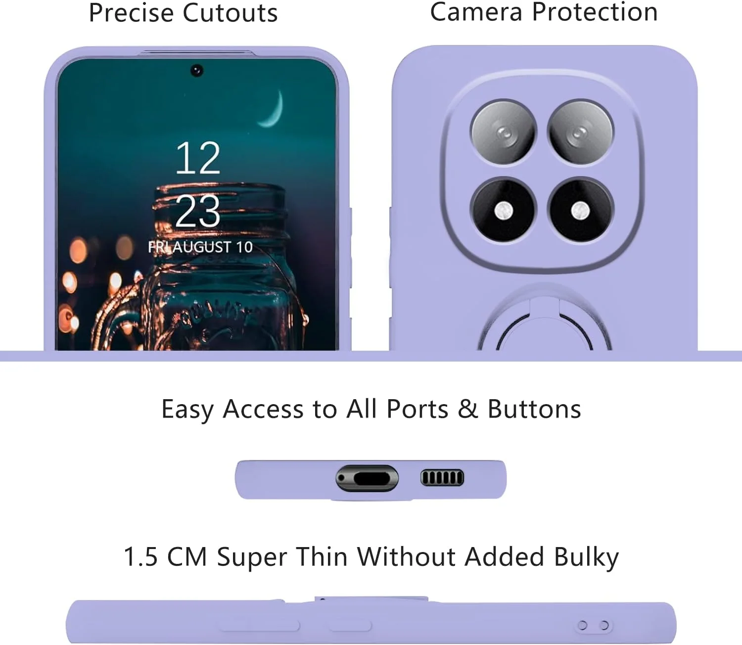 کاور سیلیکونی باریک و زیبا سازگار با گوشی شیائومی ردمی نوت 14 پرو 4G، به همراه استند انگشتی مغناطیسی (بنفش)