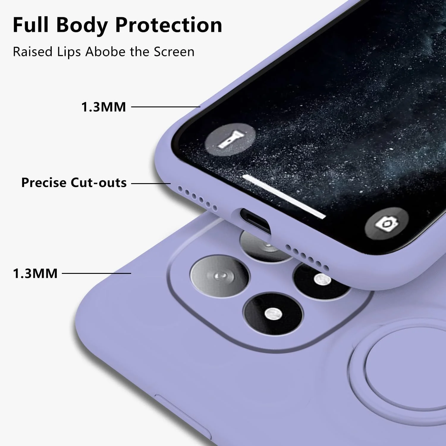 کاور سیلیکونی باریک و زیبا سازگار با گوشی شیائومی ردمی نوت 14 پرو 4G، به همراه استند انگشتی مغناطیسی (بنفش)