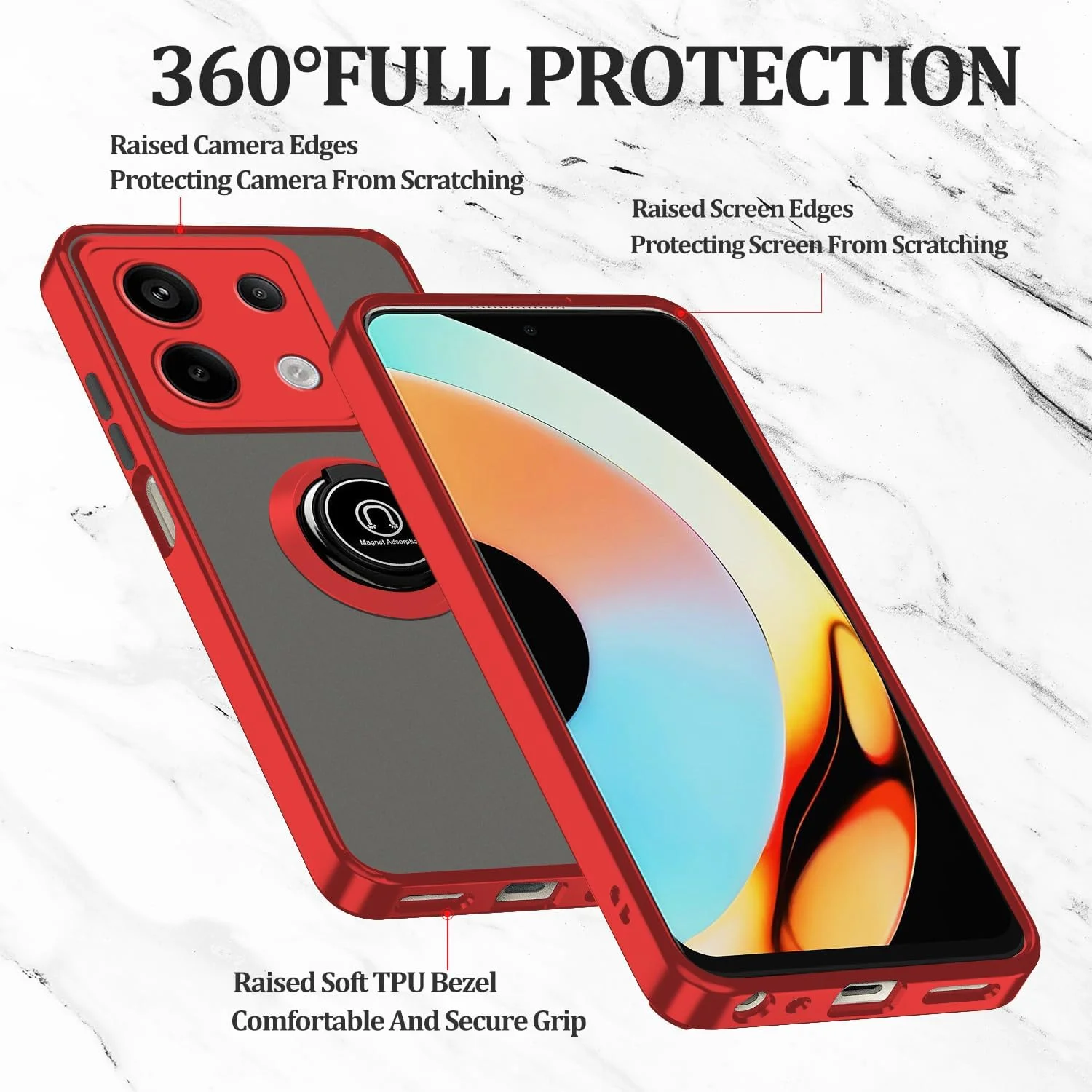 قاب محافظ گوشی شیائومی پوکو X6 پرو 5G با حلقه مغناطیسی، پوشش مات نیمه شفاف ضد ضربه (قرمز) قاب محافظ گوشی شیائومی پوکو X6 پرو 5G با حلقه مغناطیسی، پوشش مات نیمه شفاف ضد ضربه (قرمز)