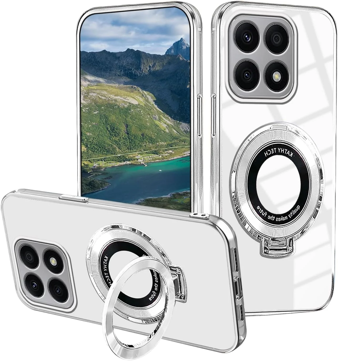 کاور محافظ شفاف سازگار با گوشی شیائومی 14T Pro، کاور محافظ ضد ضربه شفاف با پایه انگشتی، کاور سیلیکونی TPU برای گوشی شیائومی 14T Pro (شفاف)