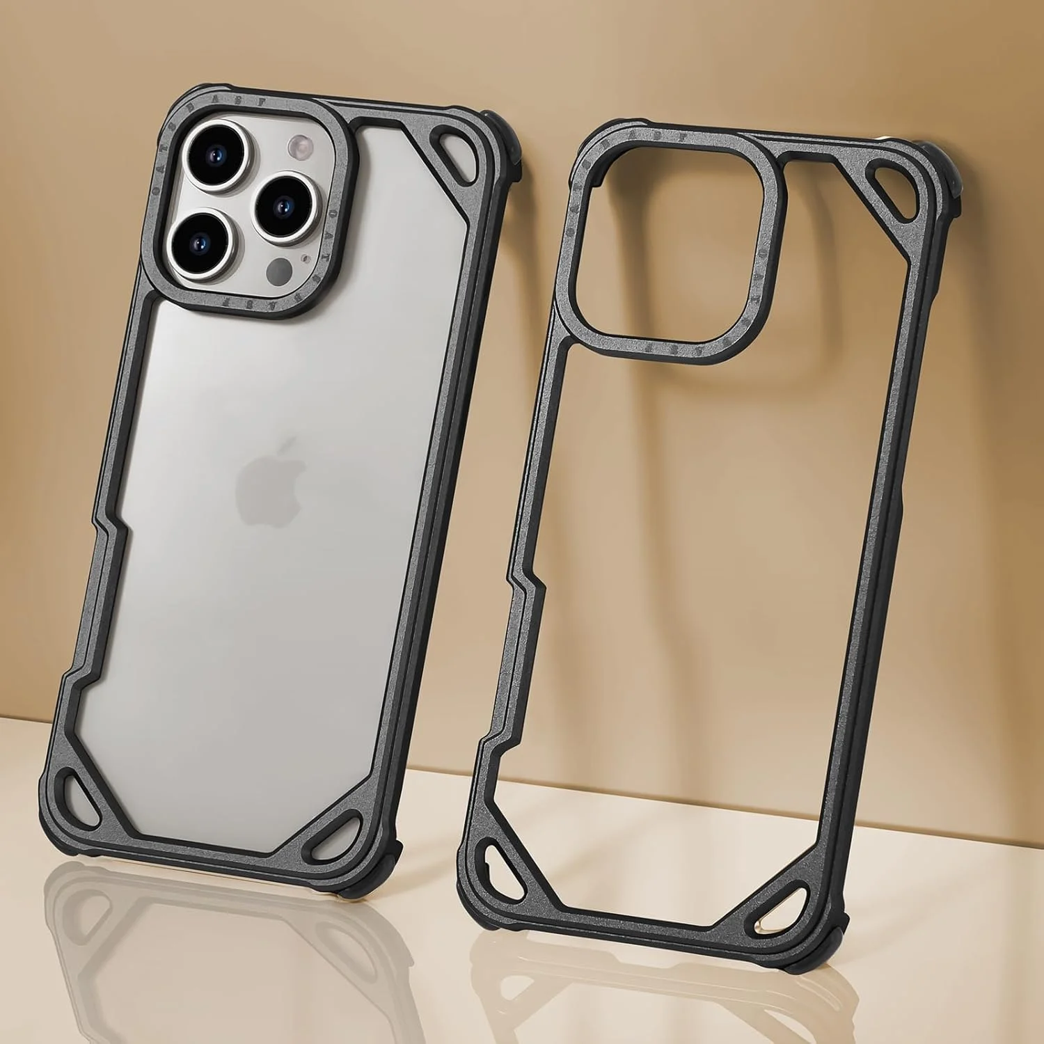 قاب فلزی آلومینیومی برای آیفون 16 پرو 6.3 اینچی با پدهای سیلیکونی 4 گوشه، محافظ لبه برجسته، پوشش سخت باریک و مقاوم در برابر ضربه، شیک و جذاب برای آیفون 16 پرو، مشکی قاب فلزی آلومینیومی برای آیفون 16 پرو 6.3 اینچی با پدهای سیلیکونی 4 گوشه، محافظ لبه برجسته، پوشش سخت باریک و مقاوم در برابر ضربه، شیک و جذاب برای آیفون 16 پرو، مشکی