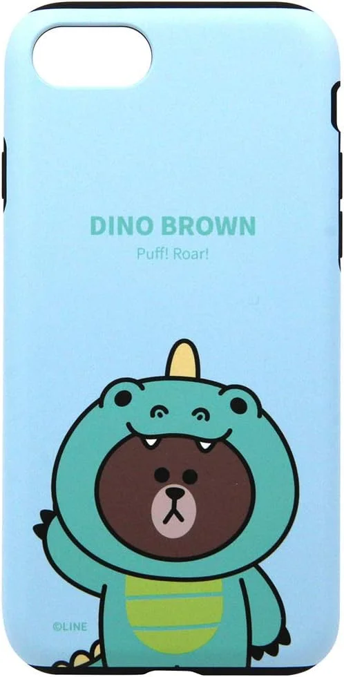 کاور گوشی آیفون SE (نسل سوم / 2022) مدل LINE FRIENDS KCL-JDD001، محافظ دوگانه JUNGLE BROWN (لاین فرندز)، کاور پشتی آیفون 4.7 اینچی، شارژ بی‌سیم، آیفون SE (نسل دوم)/8/7، محصول اورجینال