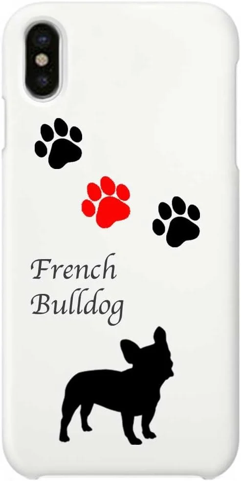 قاب محافظ سخت PC سفید رنگ آیفون X با طرح ردپای بولداگ فرانسوی قرمز 888-71861