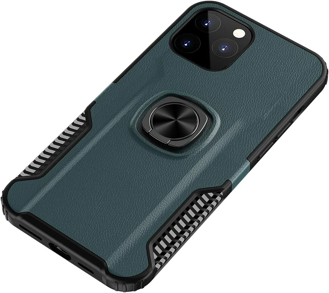 قاب گوشی آیفون 12 با حلقه، سرمه ای، به همراه محافظ صفحه نمایش شیشه ای و قلم لمسی