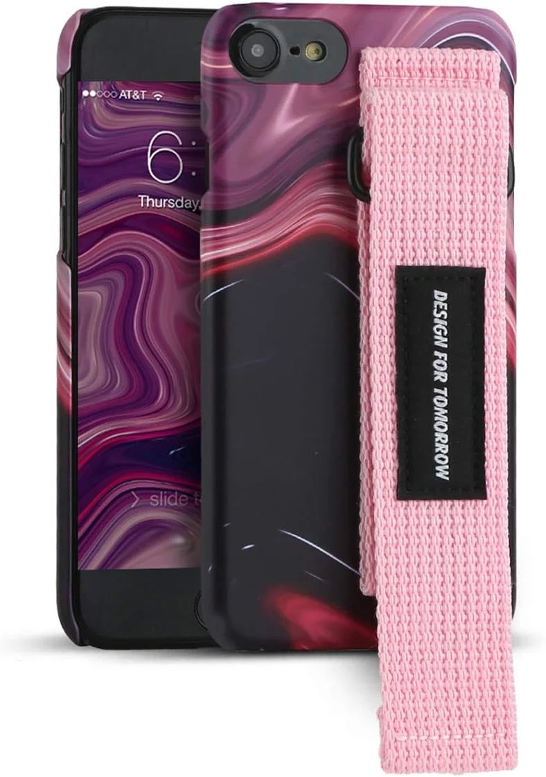 قاب گوشی آیفون 8، آیفون 7، آیفون 6 و 6s مدل DSK13403i8 طرح سنگ مرمر صورتی به همراه بند دستی