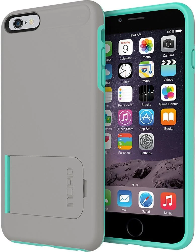 قاب گوشی آیفون 6S Plus، قاب Incipio KICKSNAP [پایه دار] [ضد ضربه] مناسب آیفون 6 Plus و آیفون 6S Plus - خاکستری تیره/آبی اردکی
