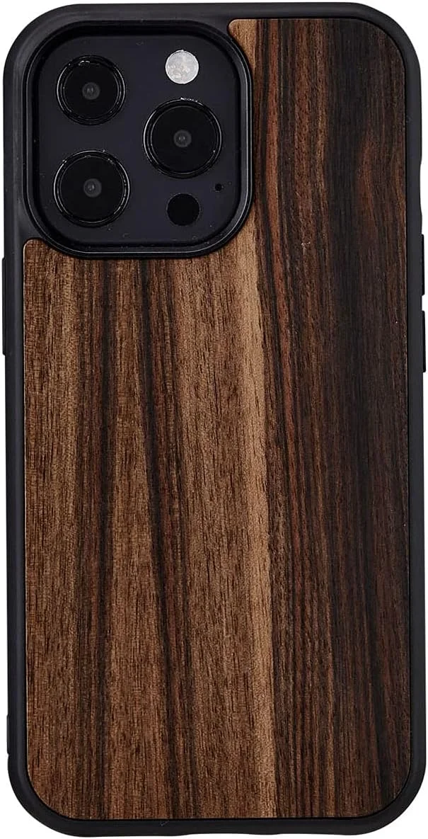 قاب گوشی آیفون 13 پرو Man&Wood مدل Ebony I21238i13P، چوب طبیعی، آبنوس طبیعی، TPU ترکیبی و پلی کربنات با سوراخ بند، شارژ بی سیم