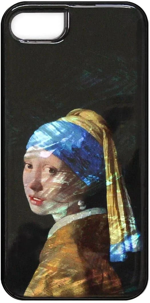 قاب گوشی آیفون SE 3 / SE 2 / 8 / 7، صدف طبیعی، سری تصاویر مشهور مروارید، نقاشی شاهکار، دارای سوراخ بند، شارژ بی‌سیم