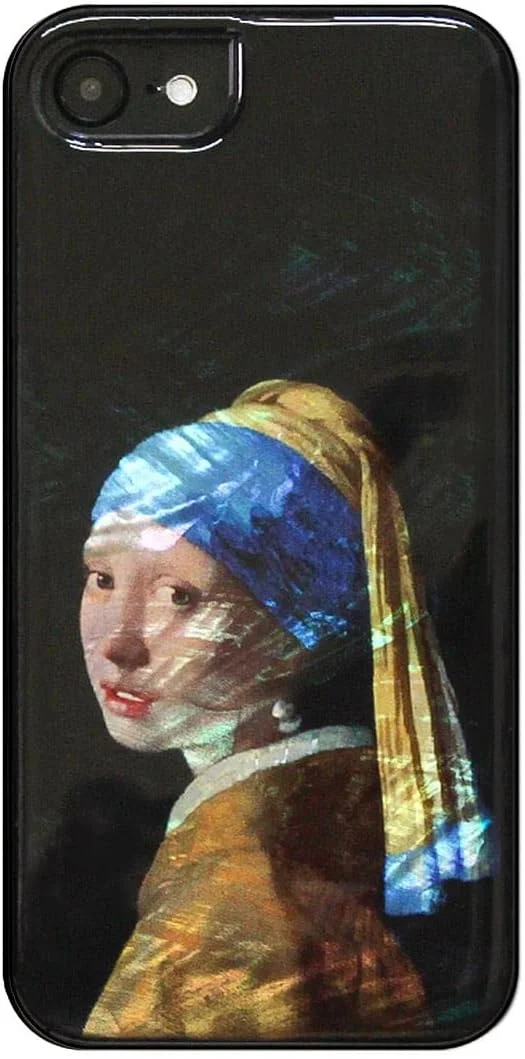 قاب گوشی آیفون SE 3 / SE 2 / 8 / 7، صدف طبیعی، سری تصاویر مشهور مروارید، نقاشی شاهکار، دارای سوراخ بند، شارژ بی‌سیم