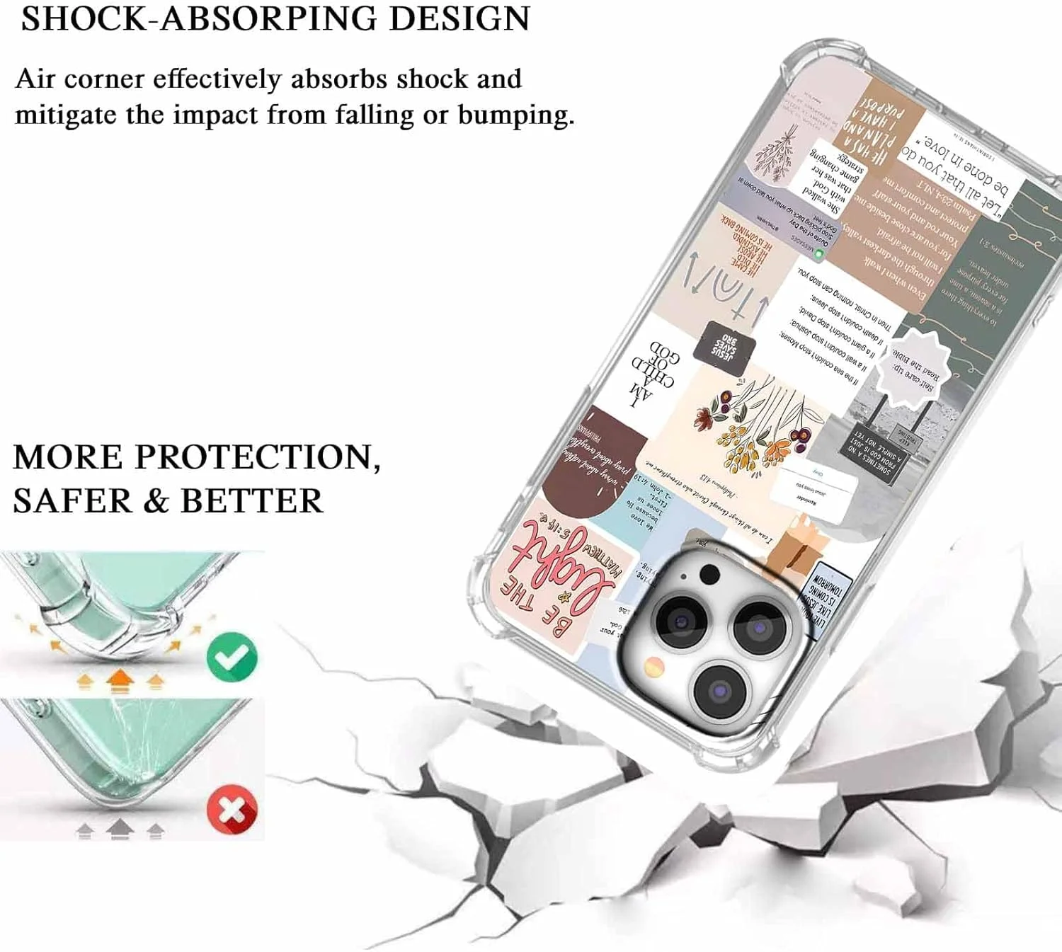 قاب گوشی آیفون 12 پرو مکس با طرح مسیحی، طرح کلاژ آیات و نقل قول های عیسی مسیح، کاور گوشی TPU نرم و شیک