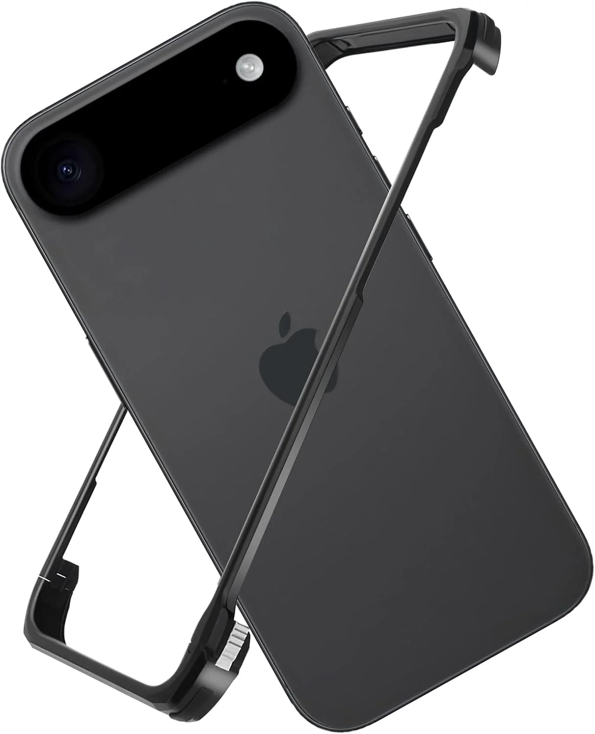 محافظ فلزی دور گوشی آیفون ایر، باریک و بدون قاب پشتی، سازگار با مگ‌سیف، مقاوم در برابر ضربه (مشکی)