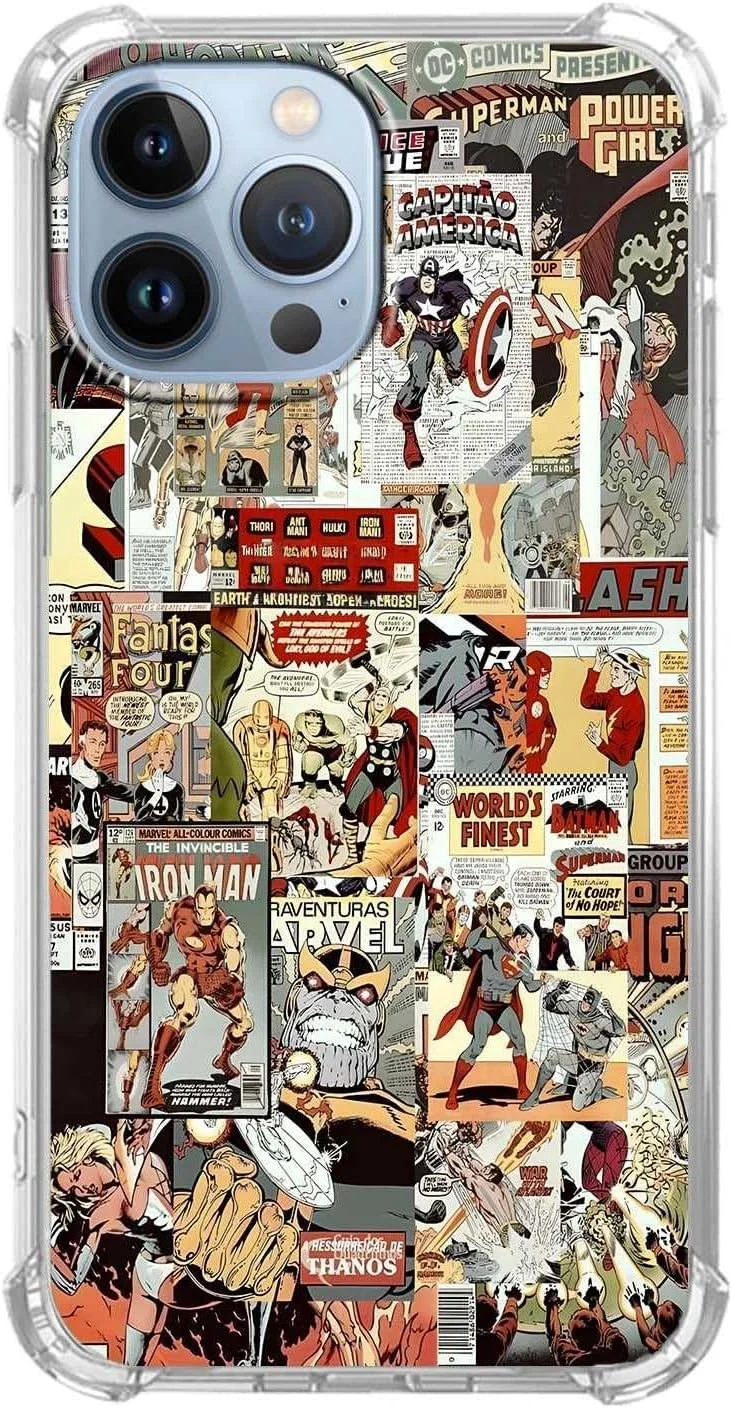 قاب گوشی آیفون 12 پرو مکس با طرح ابرقهرمانی، طرح کارتونی کمیک آرت، کاور محافظ TPU نرم و شفاف، 6.7 اینچ (قهرمان، 12PM)