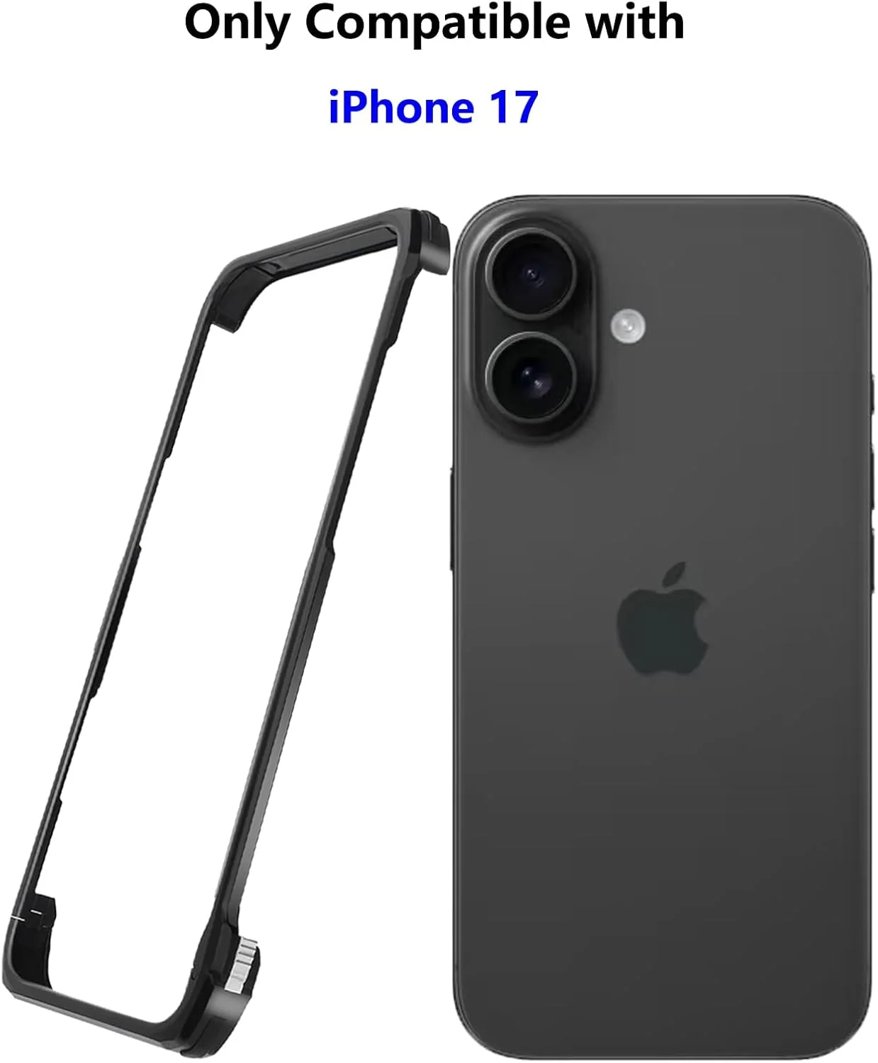 محافظ فلزی دور گوشی آیفون ۱۷، باریک و بدون قاب پشتی، سازگار با MagSafe، مقاوم در برابر ضربه در ۴ گوشه (مشکی)