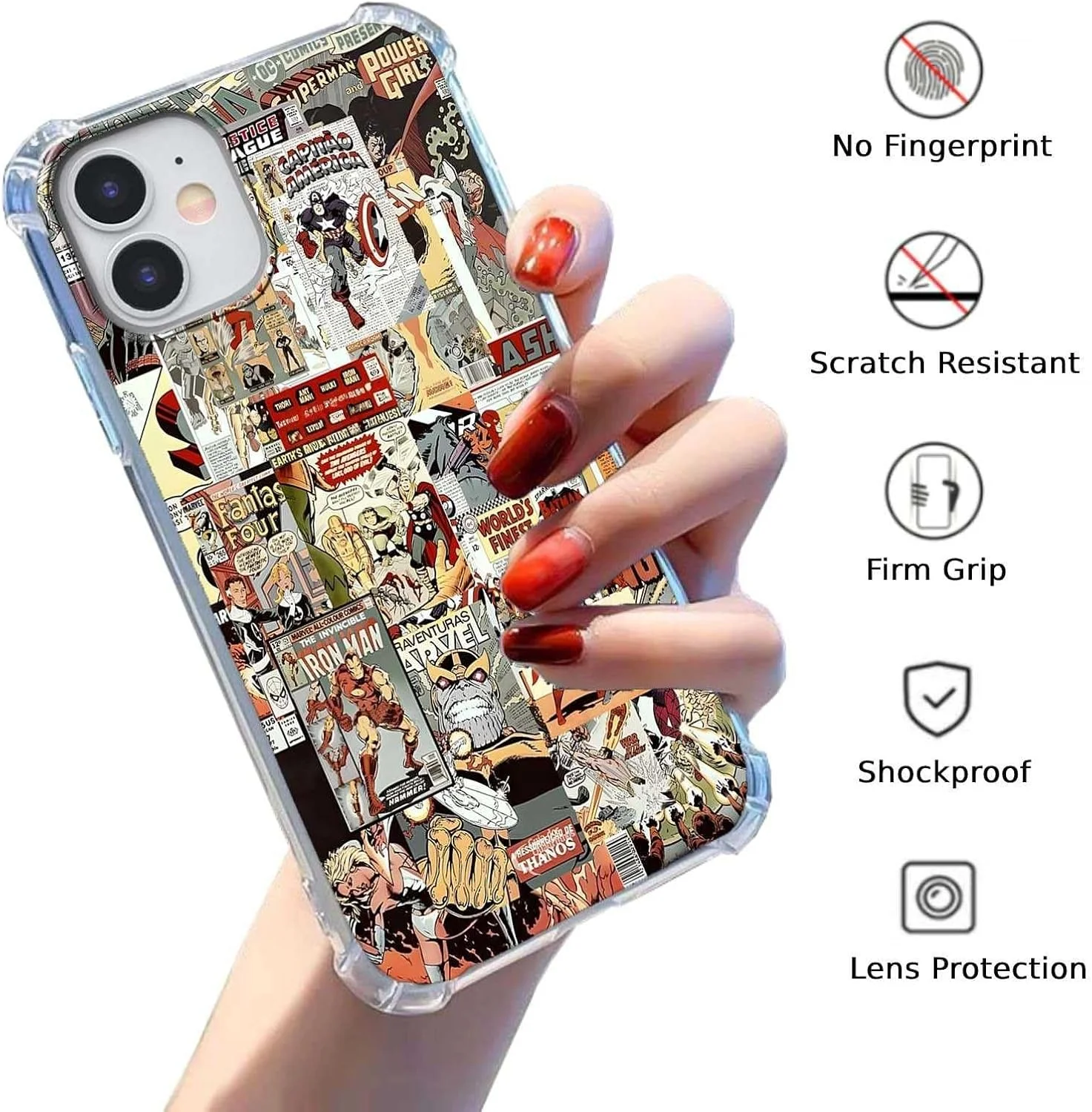 قاب گوشی آیفون 11 با طرح ابرقهرمانی، الگوهای کولاژ هنری کمیک کارتونی، کاور محافظ نرم و شفاف TPU، 6.1 اینچ (قهرمان، 11) قاب گوشی آیفون 11 با طرح ابرقهرمانی، الگوهای کولاژ هنری کمیک کارتونی، کاور محافظ نرم و شفاف TPU، 6.1 اینچ (قهرمان، 11)