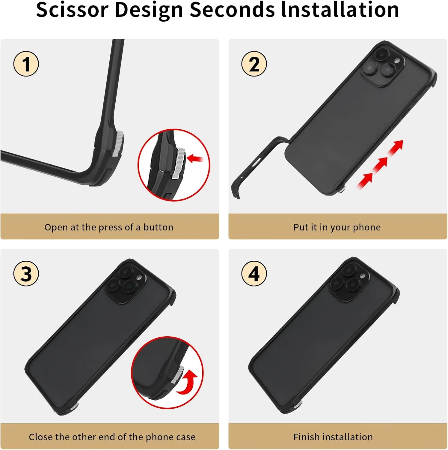 محافظ فلزی دور گوشی آیفون ایر، باریک و بدون قاب پشتی، سازگار با مگ‌سیف، مقاوم در برابر ضربه (مشکی)