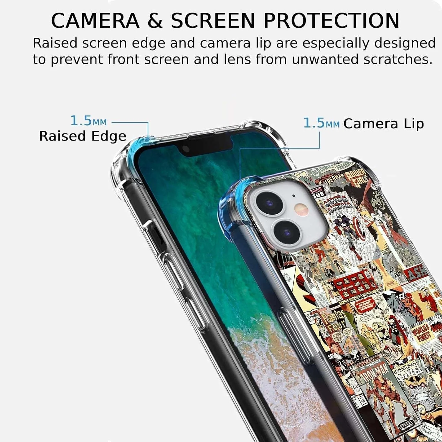 قاب گوشی آیفون 11 با طرح ابرقهرمانی، الگوهای کولاژ هنری کمیک کارتونی، کاور محافظ نرم و شفاف TPU، 6.1 اینچ (قهرمان، 11) قاب گوشی آیفون 11 با طرح ابرقهرمانی، الگوهای کولاژ هنری کمیک کارتونی، کاور محافظ نرم و شفاف TPU، 6.1 اینچ (قهرمان، 11)