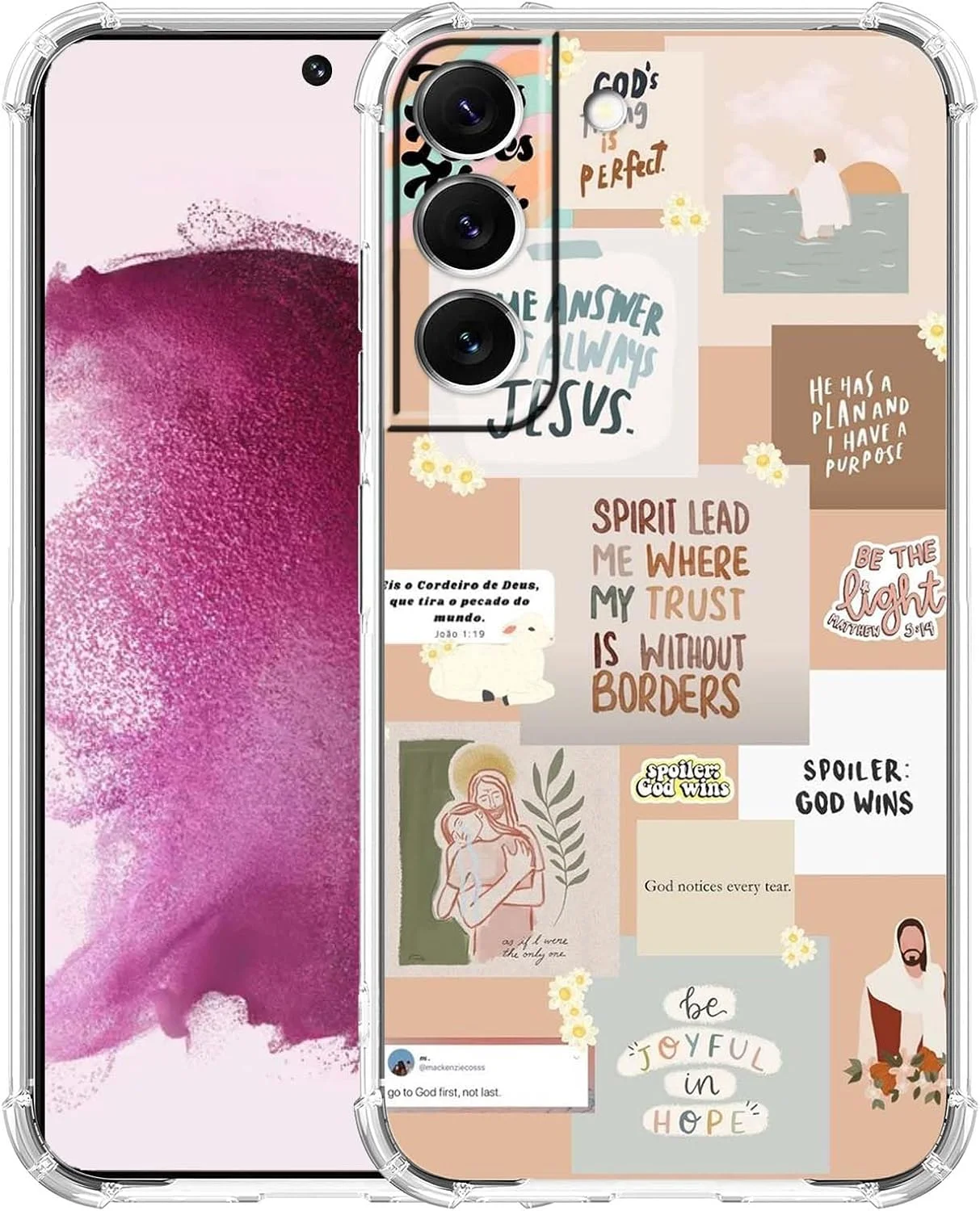 قاب گوشی سامسونگ گلکسی اس 22 با طرح نقل قول های مذهبی، طرح آیات کتاب مقدس، کاور ژله ای نرم و شفاف، 6.1 اینچ (مذهبی، اس 22)