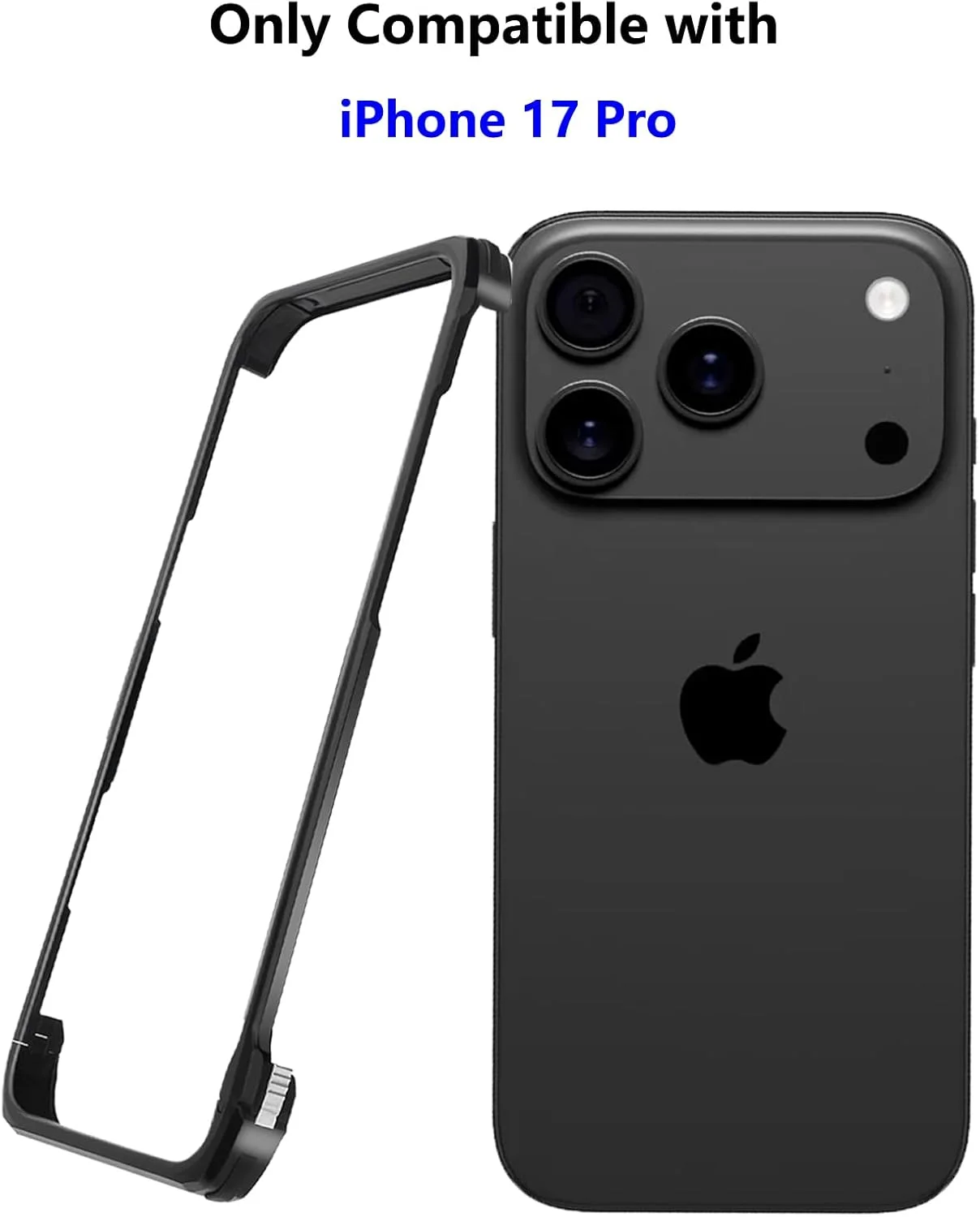 محافظ فلزی دور گوشی آیفون 17 پرو، باریک و بدون قاب پشتی، ساخته شده از آلیاژ آلومینیوم، سازگار با MagSafe و مقاوم در برابر ضربه (مشکی)