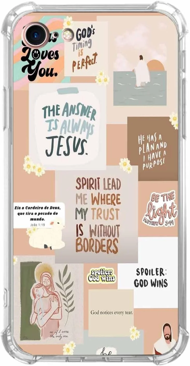 قاب محافظ گوشی آیفون SE 2nd/SE 3rd، آیفون 7/8 با طرح نقل قول های مذهبی، طرح آیات کتاب مقدس، قاب نرم و شفاف TPU، 4.7 اینچ (مذهبی، 7)