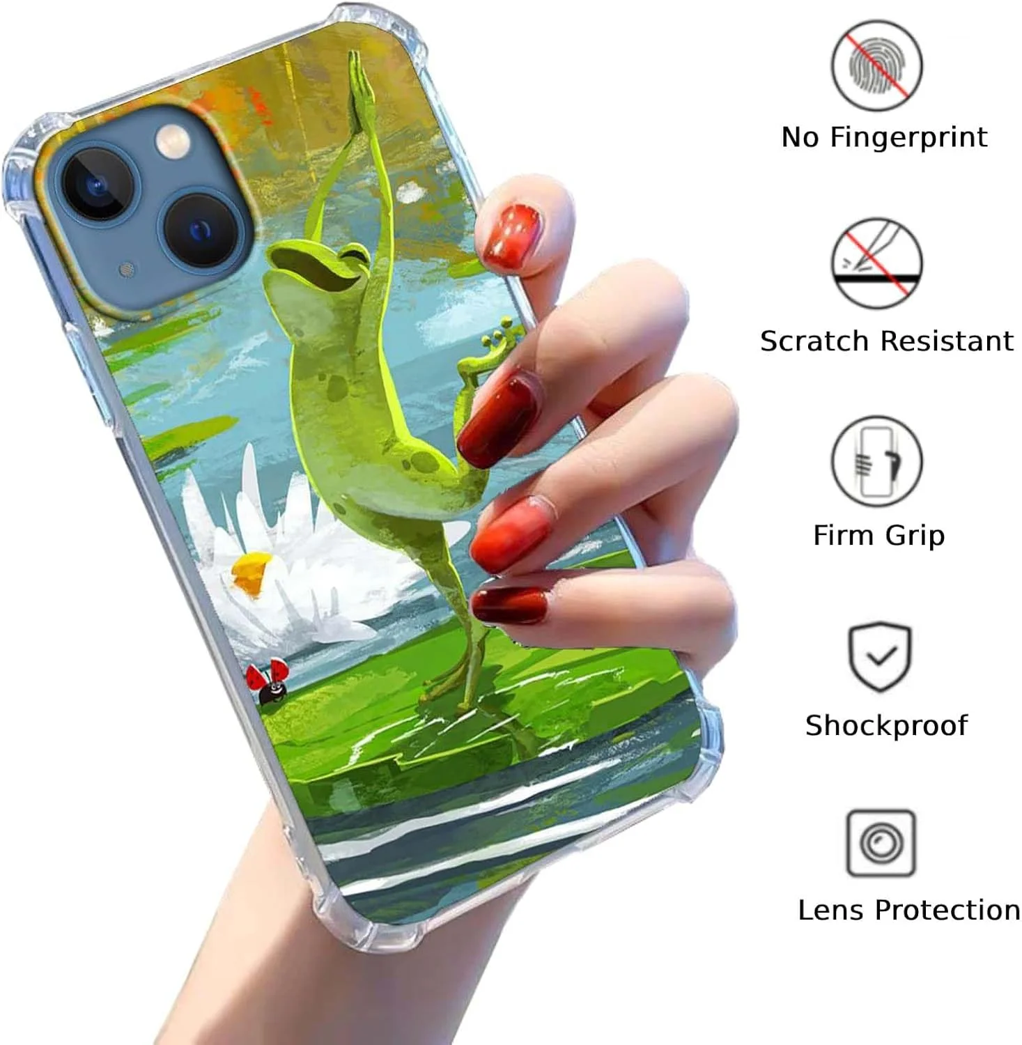 کاور گوشی آیفون 13 مینی با طرح قورباغه رقصان، طرح حیوانات هیپی بامزه، کاور محافظ نرم و شفاف TPU، 5.4 اینچ (قورباغه، 13 مینی)