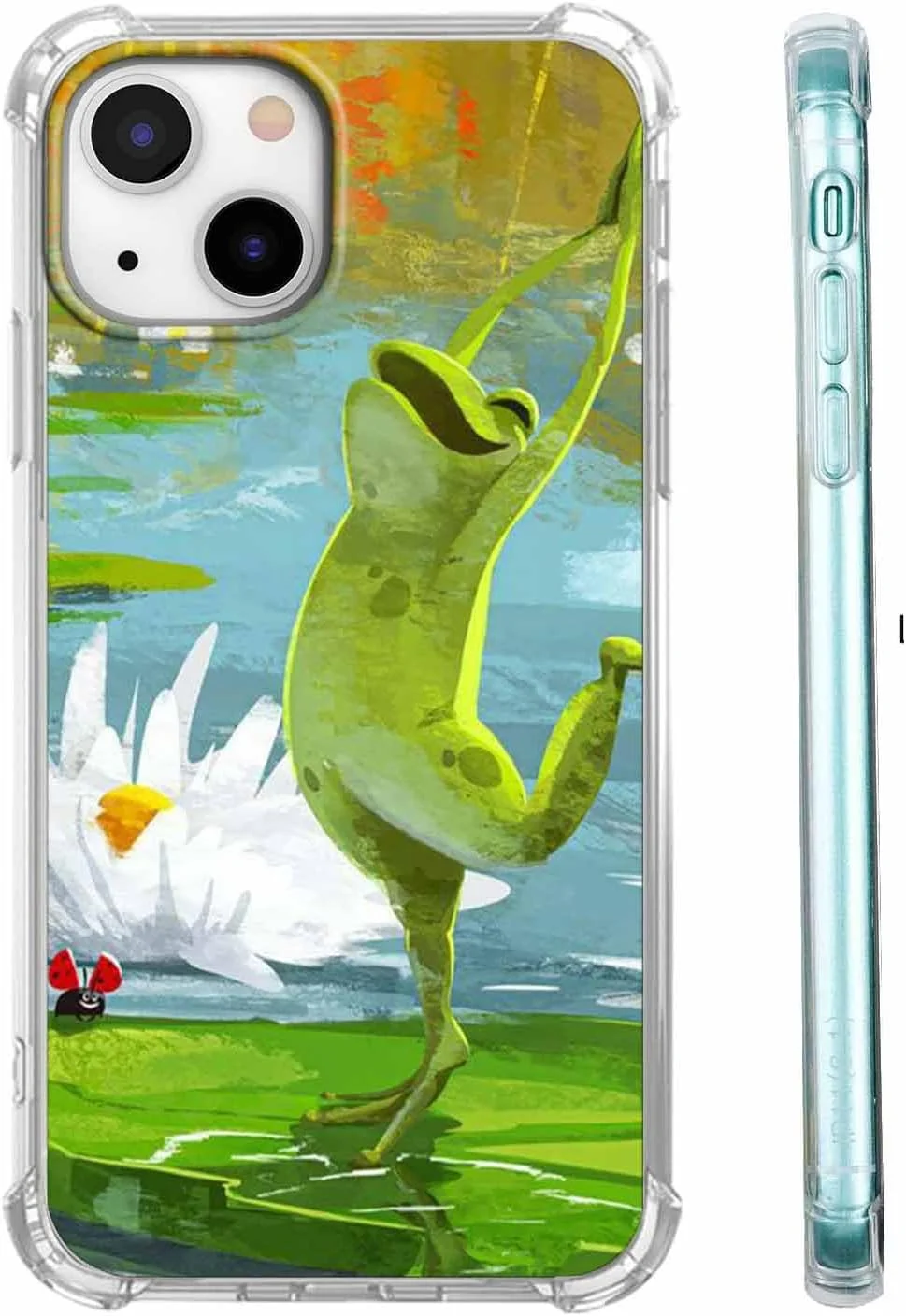 قاب گوشی آیفون 15 با طرح قورباغه رقصان، طرح حیوانات مثبت هیپی زیبا، قاب محافظ نرم و شفاف TPU، 6.1 اینچ (قورباغه، 15)