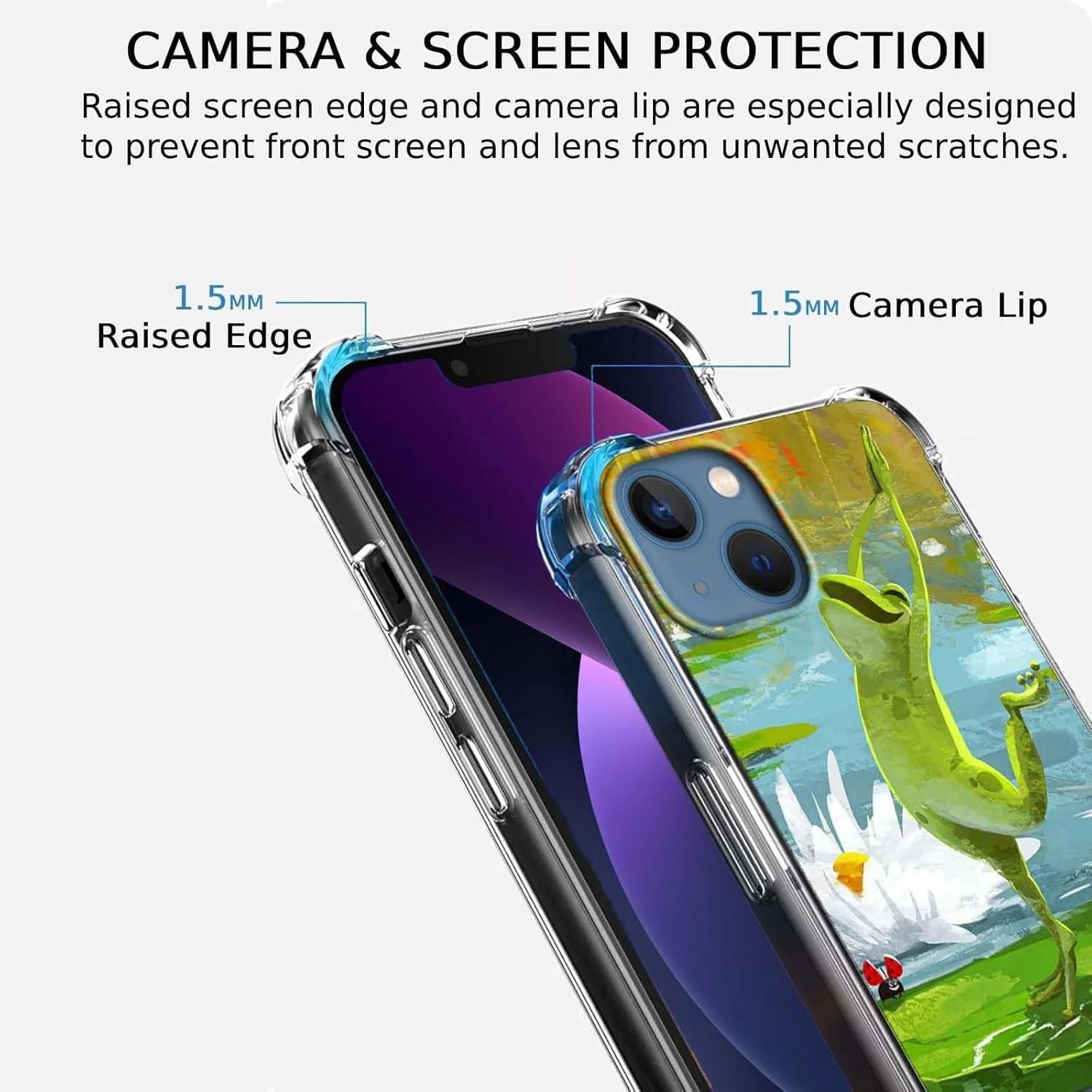 کاور گوشی آیفون 13 مینی با طرح قورباغه رقصان، طرح حیوانات هیپی بامزه، کاور محافظ نرم و شفاف TPU، 5.4 اینچ (قورباغه، 13 مینی)