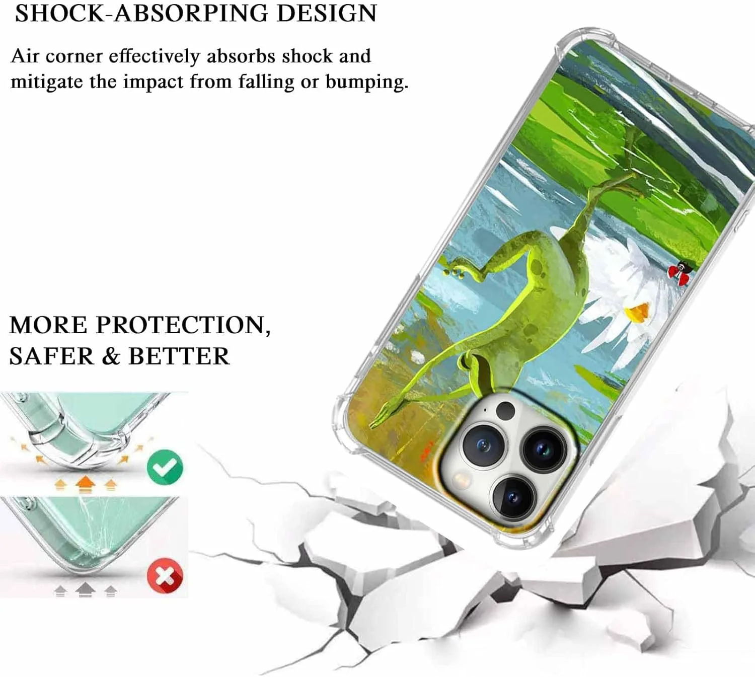 قاب گوشی آیفون 13 پرو با طرح قورباغه رقصان، طرح حیوانات مثبت هیپی زیبا، قاب محافظ نرم و شفاف TPU، 6.1 اینچ (قورباغه، 13pr)