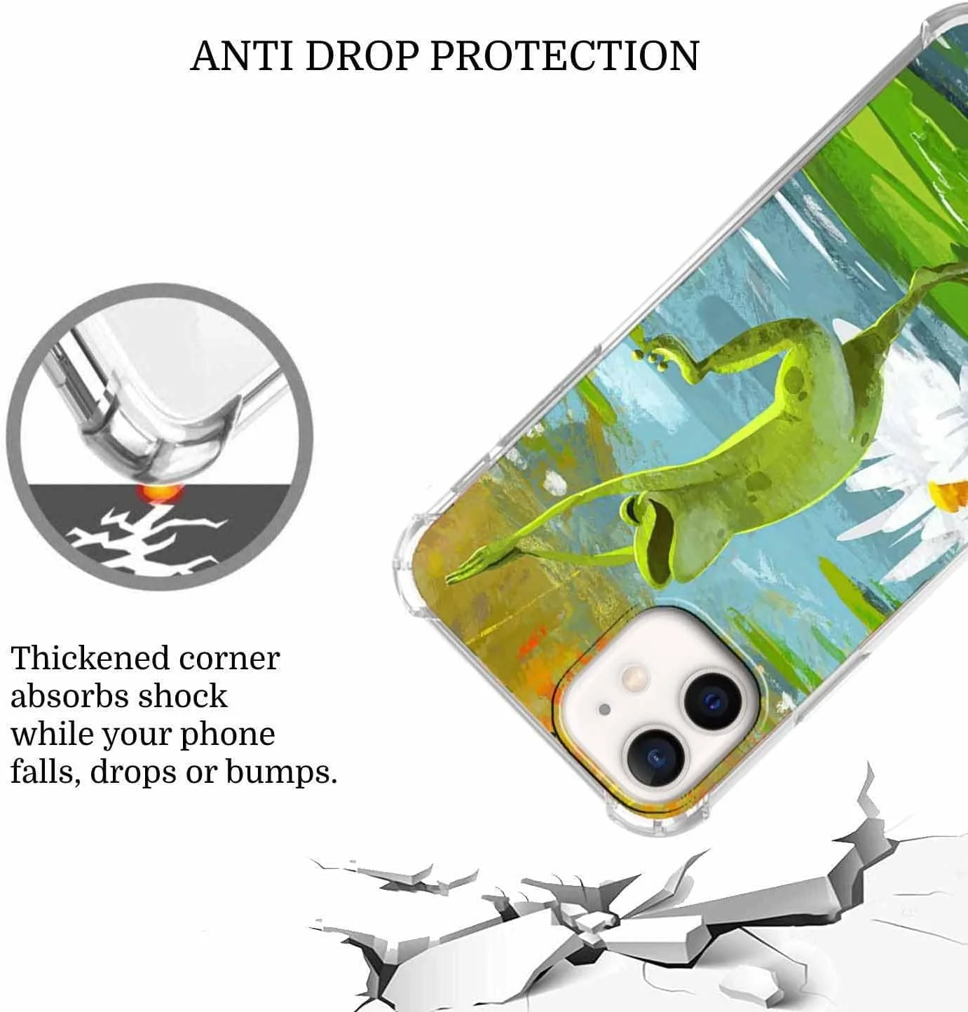 قاب گوشی آیفون 12/12 پرو با طرح قورباغه رقصان، طرح زیبای هیپی مثبت، قاب نرم و شفاف TPU، 6.1 اینچ (قورباغه، 12)