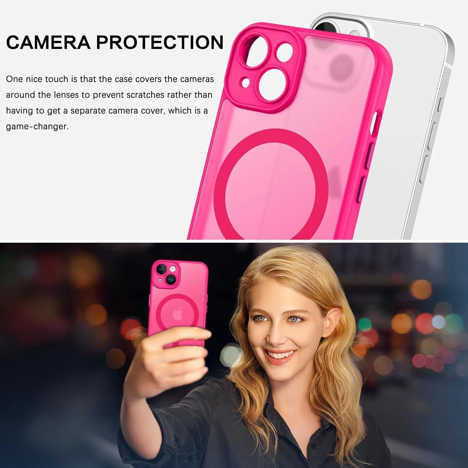 قاب محافظ مغناطیسی آیفون ۱۳، طراحی مات روکش بسیار نازک، محافظت در برابر ضربه و سقوط، مناسب دختر، زن، پسر، مرد، آیفون ۱۳ ۶.۱ اینچ (آیفون ۱۶ پرو مکس، صورتی ملایم)