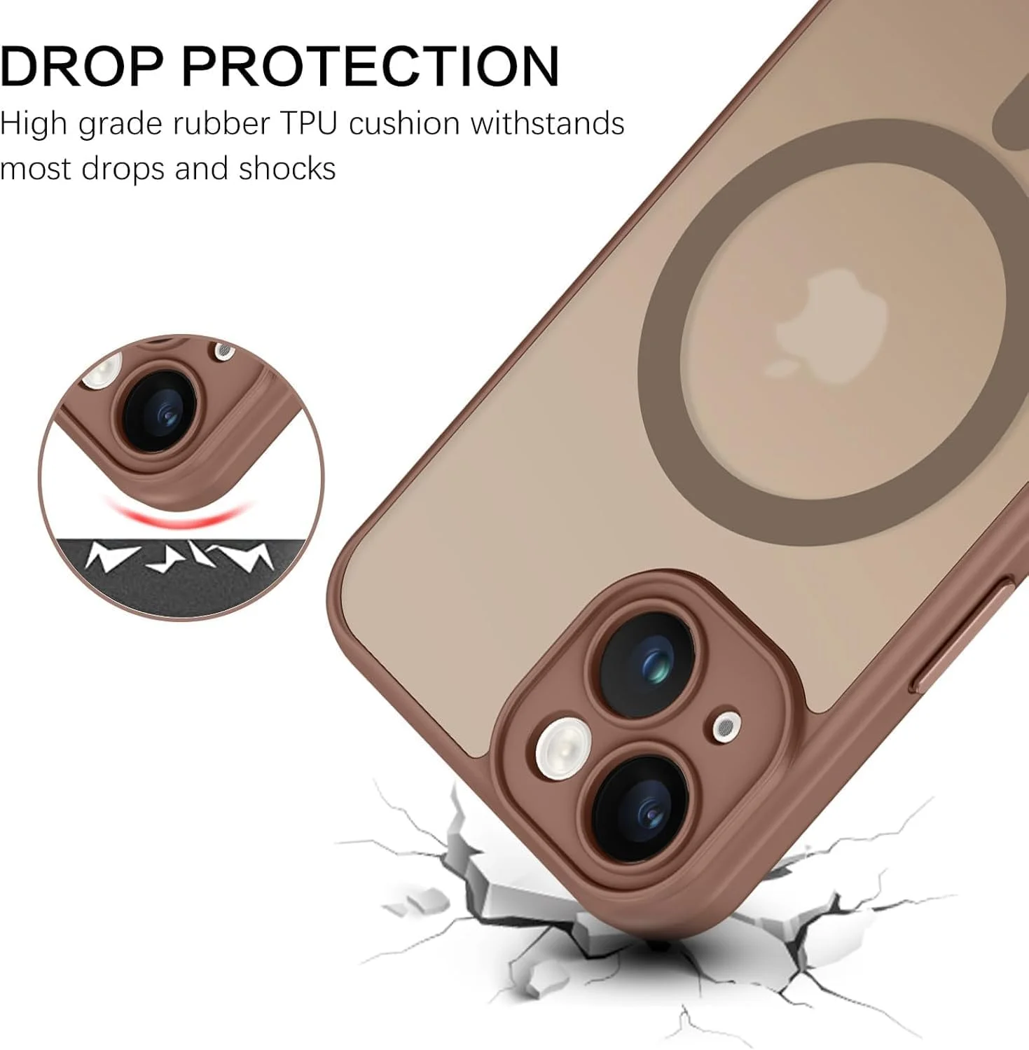 قاب محافظ مغناطیسی آیفون 13، طراحی مات روکش بسیار نازک، محافظت در برابر ضربه و سقوط، مناسب دختران، پسران، زنان و مردان، آیفون 13 6.1 اینچ (iPhone16 e، تیتانیوم صحرایی)