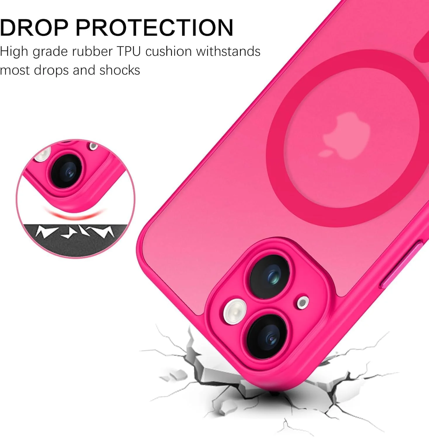 قاب محافظ مغناطیسی آیفون ۱۳، طراحی مات روکش بسیار نازک، محافظت در برابر ضربه و سقوط، مناسب دختر، زن، پسر، مرد، آیفون ۱۳ ۶.۱ اینچ (آیفون ۱۶ پرو مکس، صورتی ملایم)