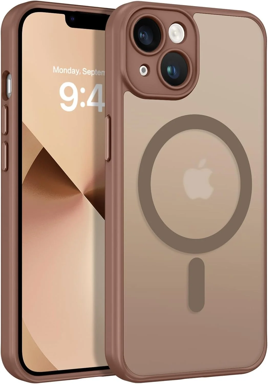 قاب محافظ مغناطیسی آیفون 13، طراحی مات بسیار نازک، محافظت در برابر ضربه و سقوط، مناسب دختر، زن، پسر، مرد، آیفون 13 6.1 اینچ (iPhone15 PRO, Desert Titanium)