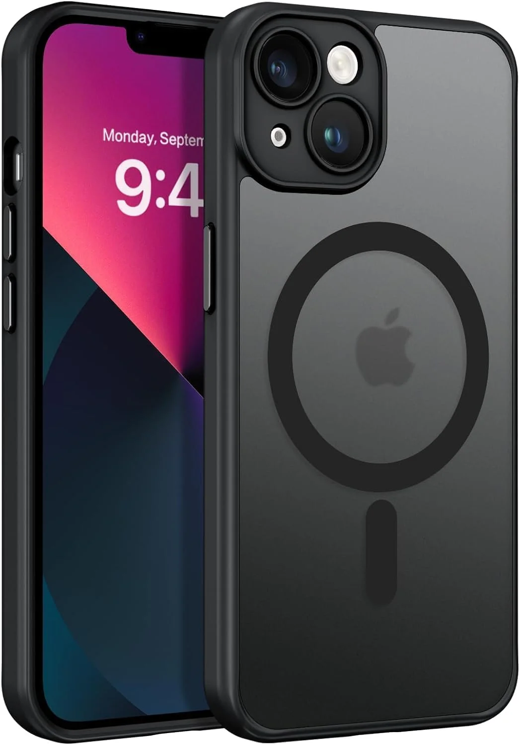 قاب محافظ مغناطیسی آیفون 13، طراحی مات بسیار نازک، محافظت در برابر ضربه و سقوط، مناسب دختران، زنان، پسران، مردان و آیفون 13 6.1 اینچی (آیفون 15، مشکی)