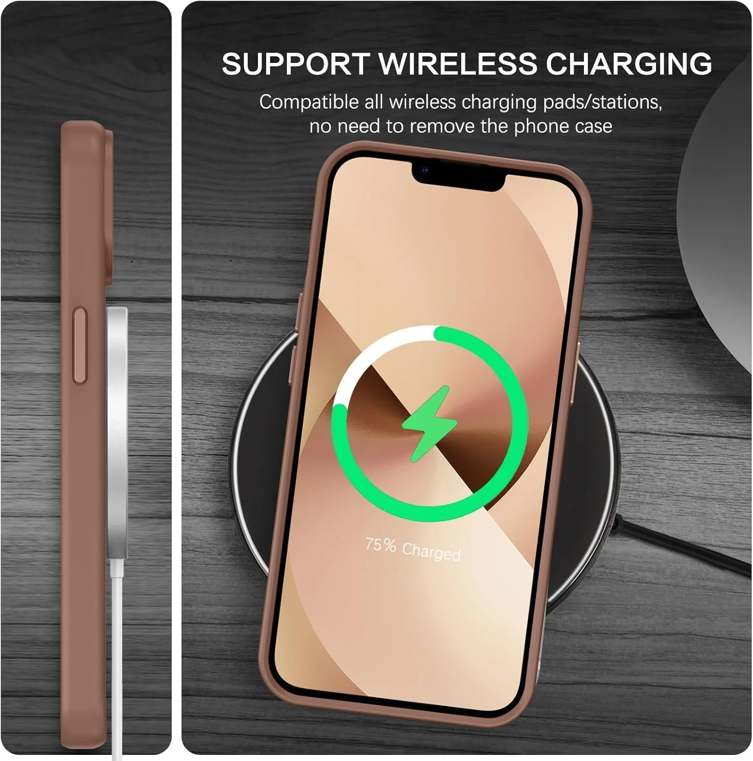 قاب محافظ مغناطیسی آیفون 13، طراحی مات بسیار نازک، محافظت در برابر ضربه و سقوط، مناسب دختر، زن، پسر، مرد، آیفون 13 6.1 اینچ (iPhone15 PRO, Desert Titanium)