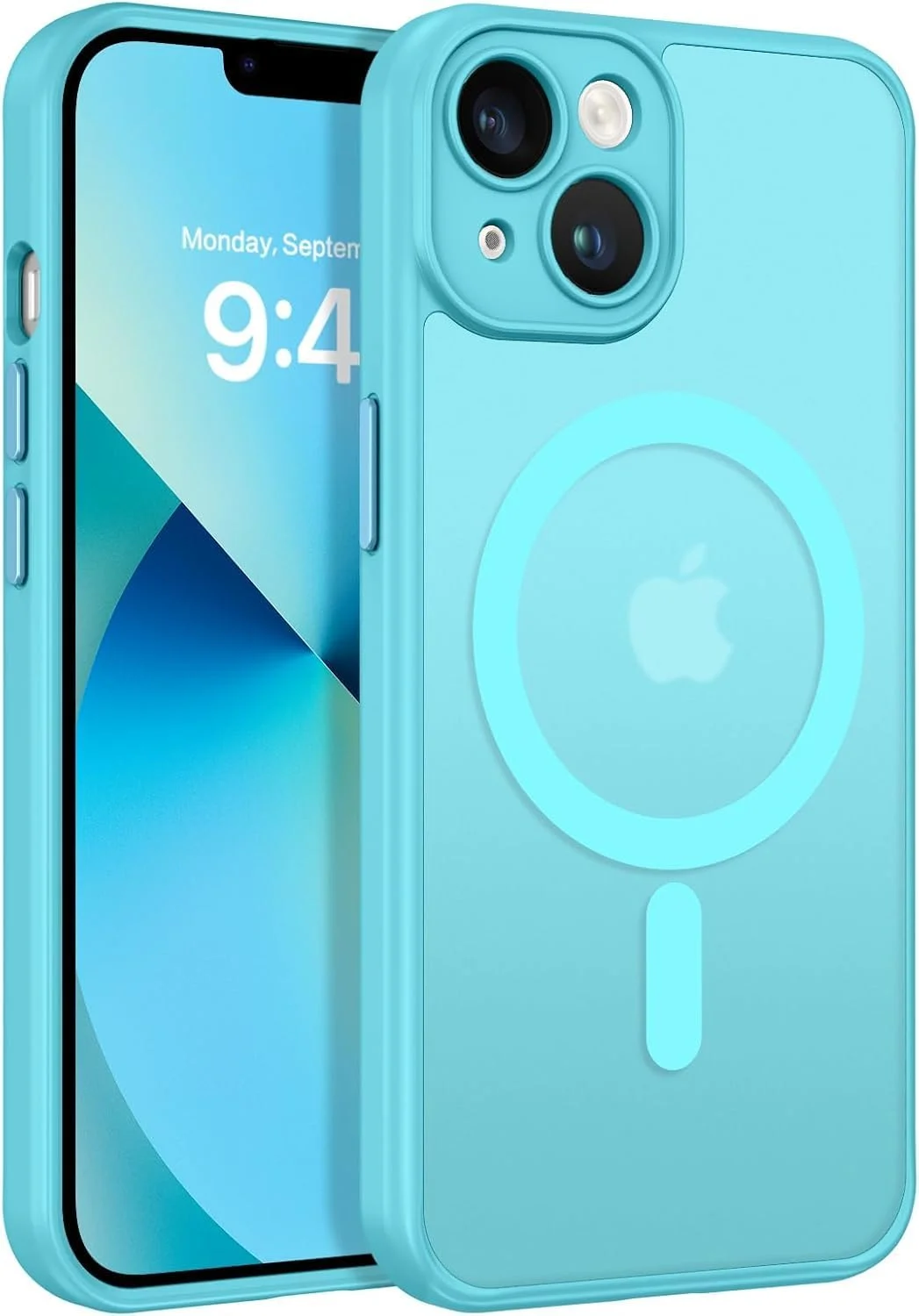 قاب محافظ مغناطیسی آیفون 13، طراحی مات روکش بسیار نازک، محافظت در برابر ضربه و سقوط، مناسب دختر، زن، پسر، مرد، آیفون 13 6.1 اینچ (iPhone 14 Pro Max، آبی فیروزه ای)
