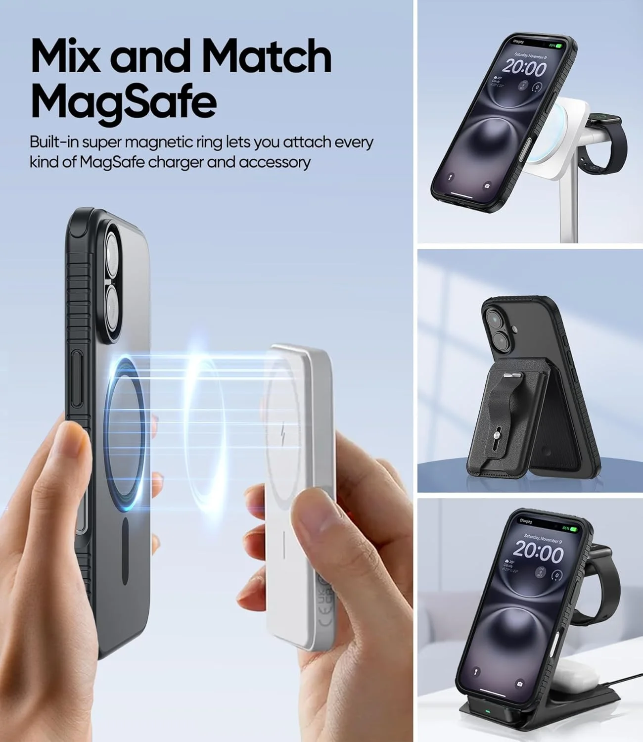 قاب محافظ گوشی آیفون 14/15/14/13 با محافظت نظامی در برابر سقوط، بافت نرم و ضد لغزش، پوشش مات نیمه شفاف و فوق العاده نازک (آیفون 16، مشکی)