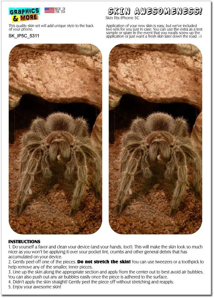 برچسب محافظ طرح رتیل مو سرخ رز برای اپل آیفون 5C - بسته 2 عددی - بسته بندی غیر خرده فروشی - مات