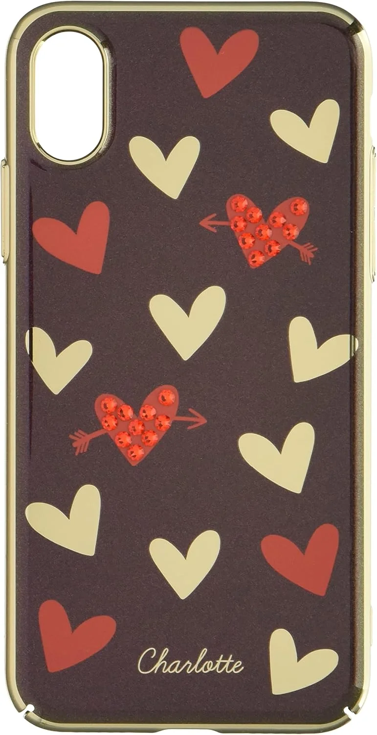 قاب سخت کریستالی گورمندایز آیفون X (5.8 اینچ) - سواروسکی (R) - قلب/قهوه ای jwl-03br