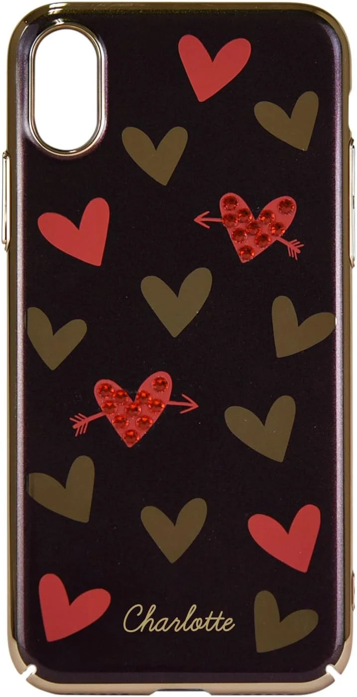 قاب سخت کریستالی گورمندایز آیفون X (5.8 اینچ) - سواروسکی (R) - قلب/قهوه ای jwl-03br