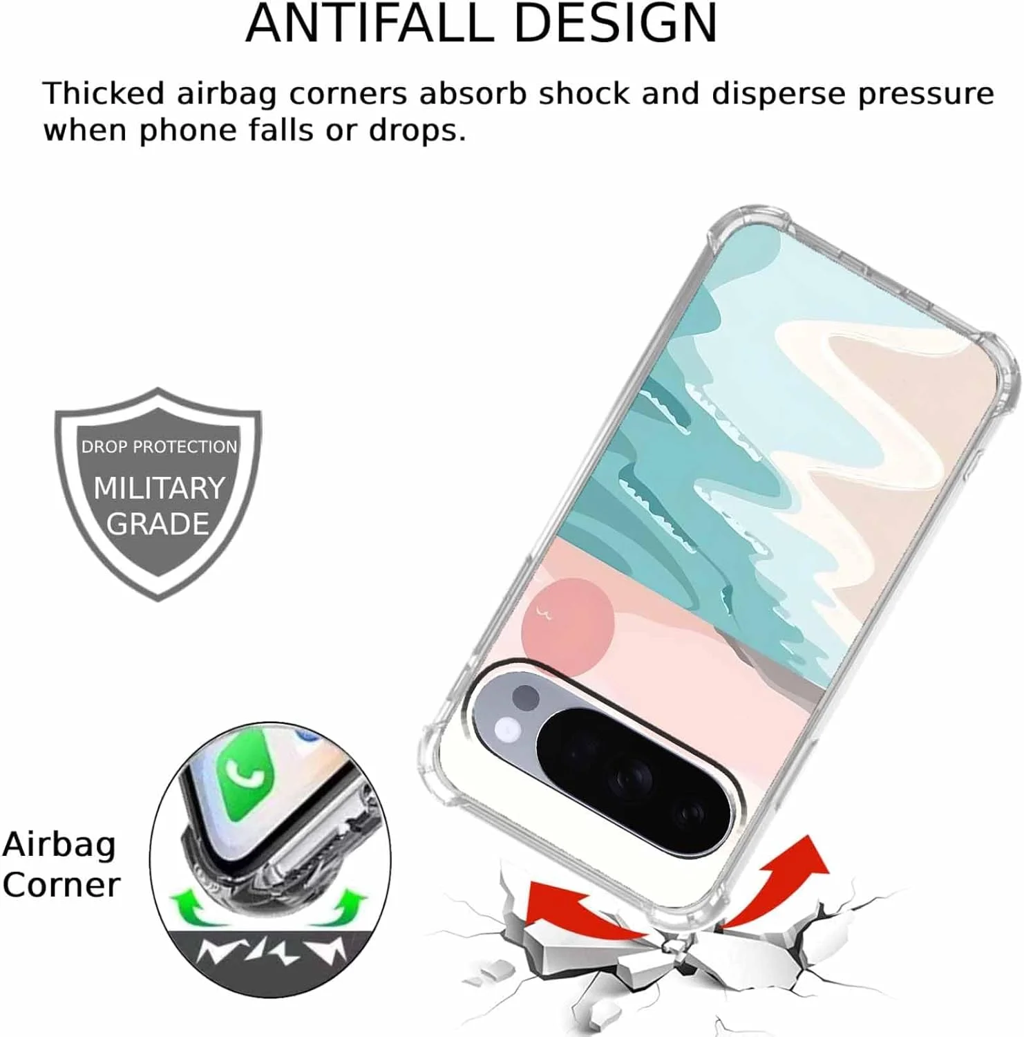 کاور گوشی گوگل پیکسل 10/10 پرو با طراحی مینیمالیستی، طرح بوهمی ساحل و غروب آفتاب تابستانی زیبا، کاور محافظ TPU نرم و باریک شفاف، 6.3 اینچ (ساحل، P10)